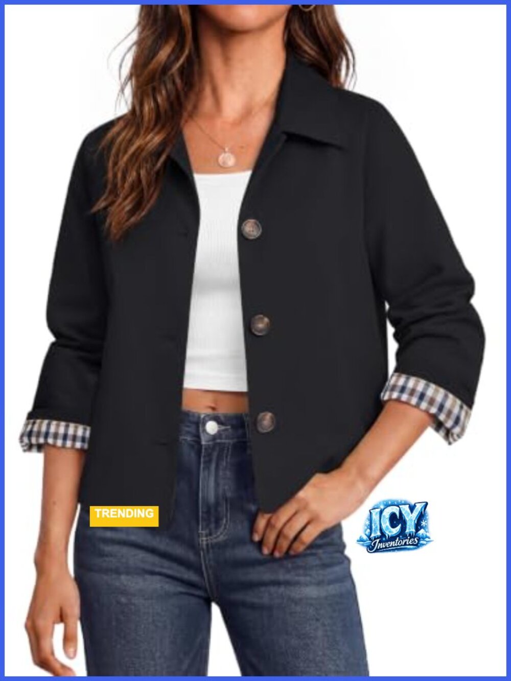 Women Cropped Trench Coat Lightweight Oversized Jacket